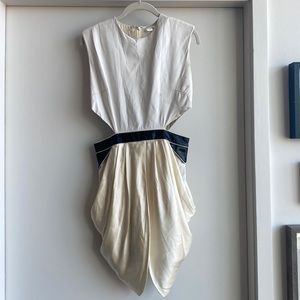 Sally Lapointe white Leather/Silk Cocktail Dress size 6! Never worn!